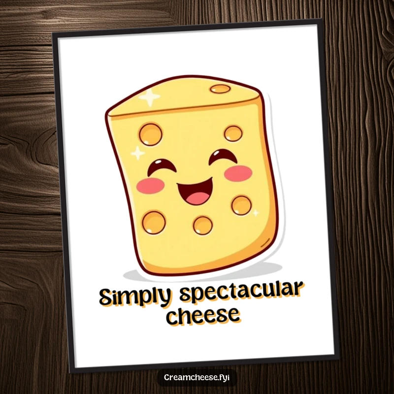 Funny Digital Art: A cheerful cheese slice winks warmly, offering a humorous and downloadable artistic statement.