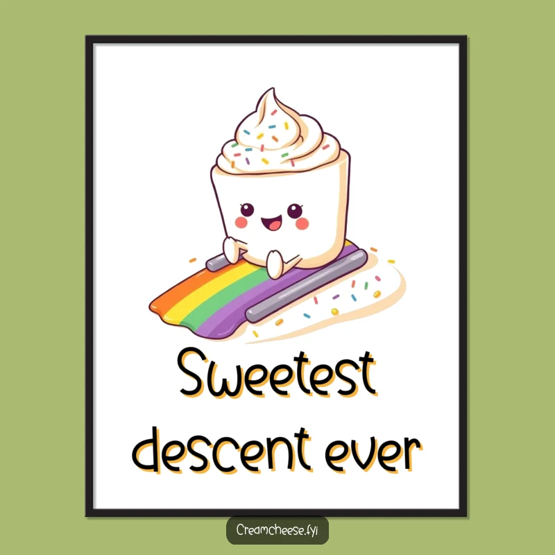 Funny Cream Cheese Sprinkle Slide Digital Art: Instant Fun Decor