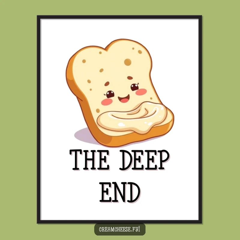 Funny Baguette Cream Cheese Digital Art: Downloadable Hilarious Bread Wall Decor for Your Space