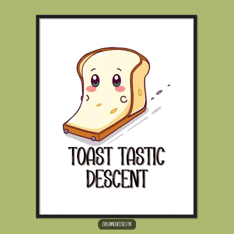 Funny Cream Cheese Toast Slide Digital Art - Eager Descent Print, Gift