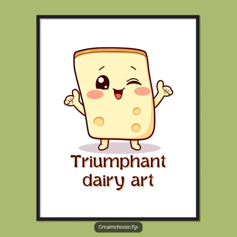 Funny Cream Cheese Digital Print - Whimsical Art Gift for Foodies