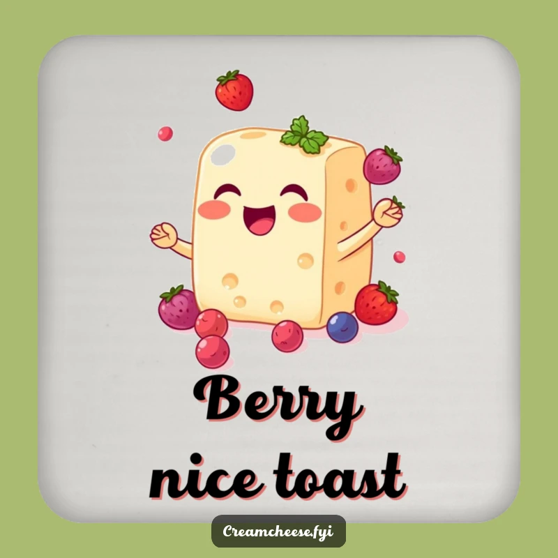 Funny Cream Cheese Berry Coaster Set - Protect Surfaces with Joyful Food Art