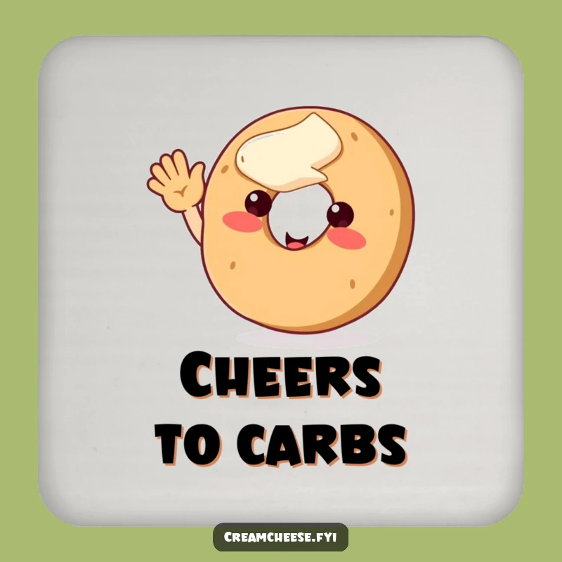 Funny Bagel Waving Coaster - Protect Surfaces Funny Gift