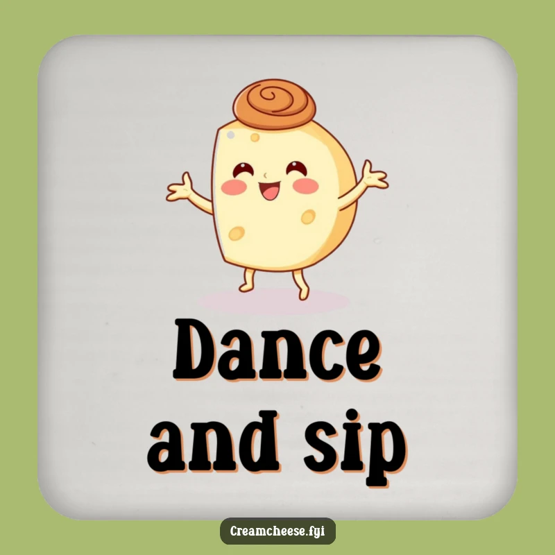 Funny Cream Cheese Dance Coaster: Sip with Rhythm!