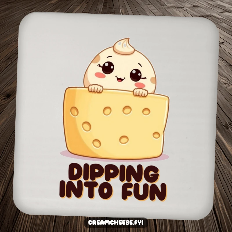 Funny cream cheese character drink coasters, peeking curiously, protecting surfaces, ideal for bar or home, funny gift set.