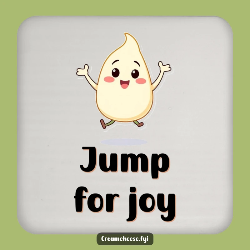 Funny Cream Cheese Dollop Coaster Happy Jumping Jacks Character