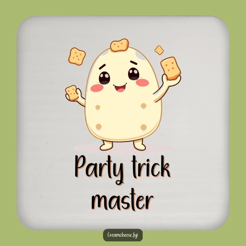 Funny Cream Cheese Juggler Coaster: Protect Surfaces with Cheesy Skill