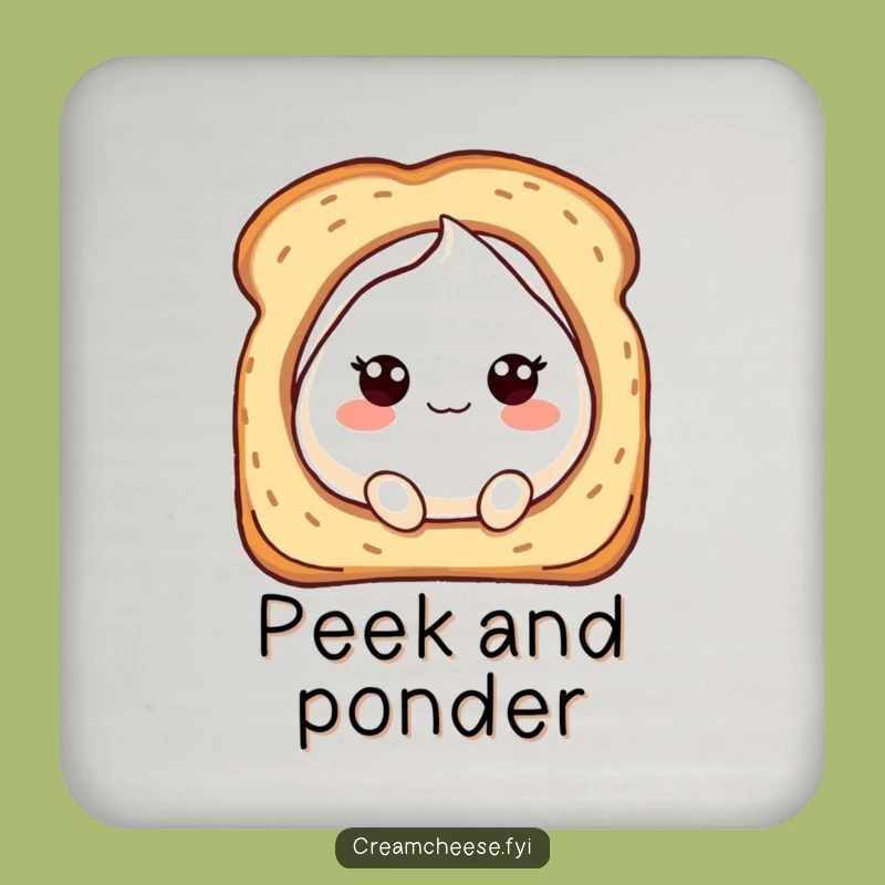 Funny Cream Cheese Peek Coaster: Bubbly Character, Protect Surfaces Hilariously Gift