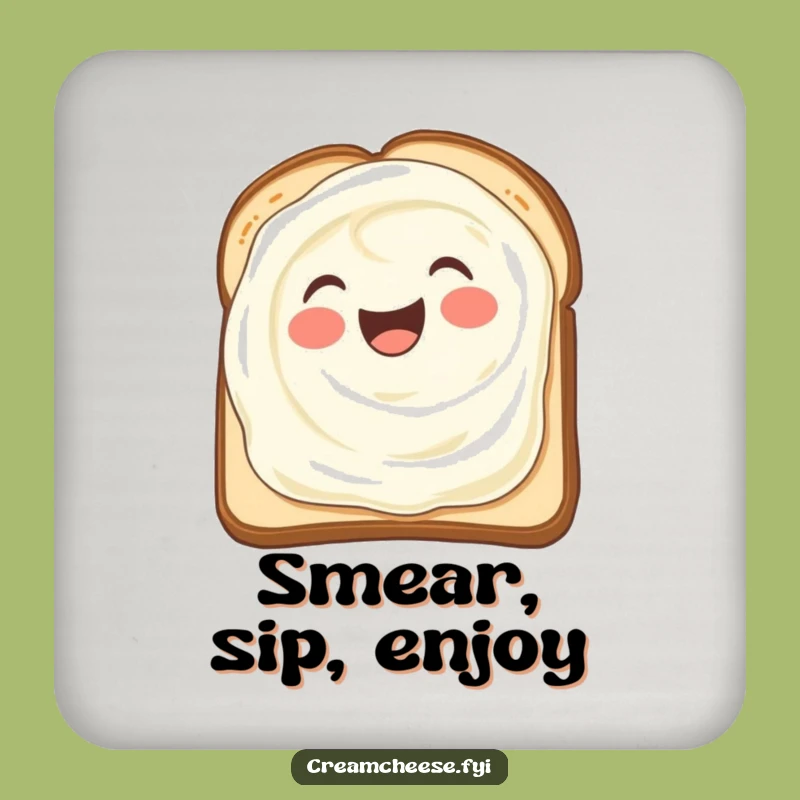 Funny Cream Cheese Smear Coaster: Joyful Toast Spread, Protect Surfaces Hilariously Gift