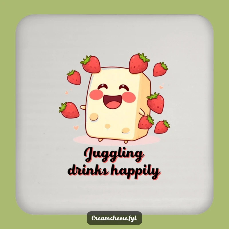 Funny Cream Cheese Strawberry Coaster Set: Protect Surfaces with this Hilarious Fruit Decor