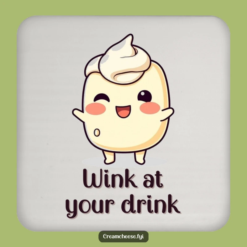 Funny Cream Cheese Wink Coaster: Protect Surfaces with Playful Spread