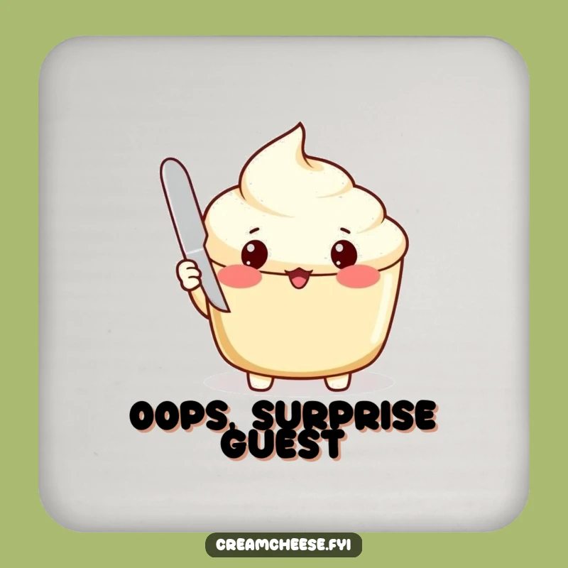 Funny Surprised Cream Cheese Coasters: Protect Surfaces with Dairy Surprise
