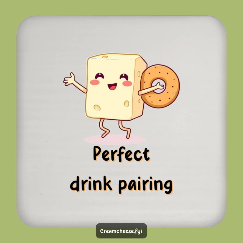 Funny Cream Cheese & Bagel Coaster Set: Joyful Surface Protection, Cute Foodie Gift