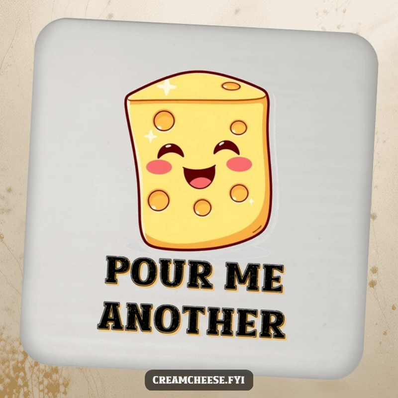 Funny Coaster: A jovial cheese slice gives a warm, cheesy wink, protecting surfaces with humorous dairy charm.