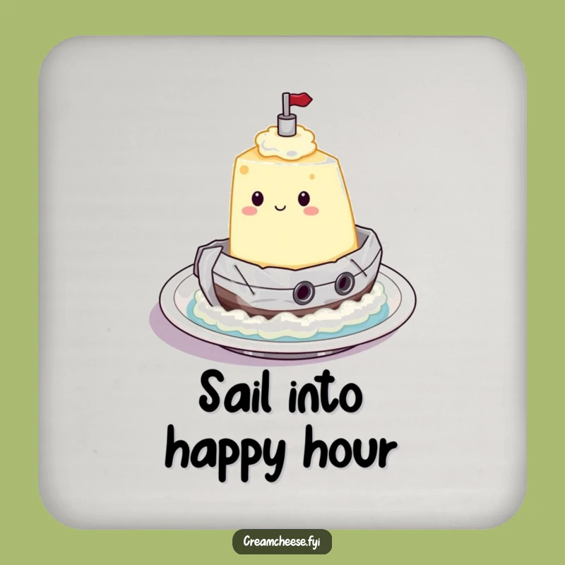 Funny Cream Cheese Tugboat Coaster: Protect Surfaces with Nautical Humor