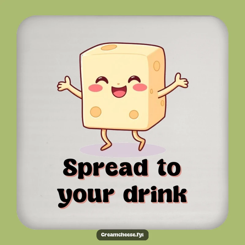 Funny Cream Cheese Dance Drink Coaster: Protect Surfaces with Cheesy Style