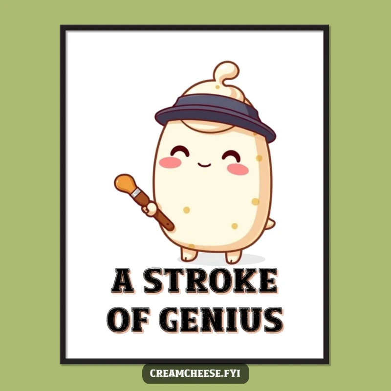 Funny Cream Cheese Painter Poster Stylized Character Paintbrush Art