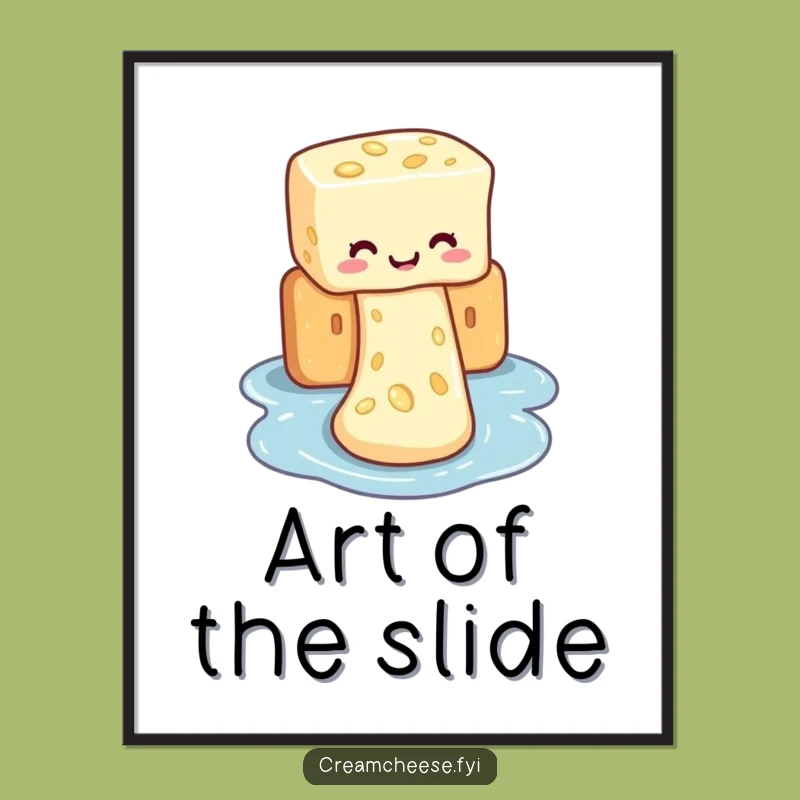 Funny Cream Cheese Waterslide Poster: Hilarious Wall Art for Kitchen and Fun Lovers