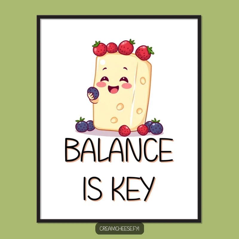 Funny Cream Cheese Berry Juggling Poster: Joyful Art for Happy Walls