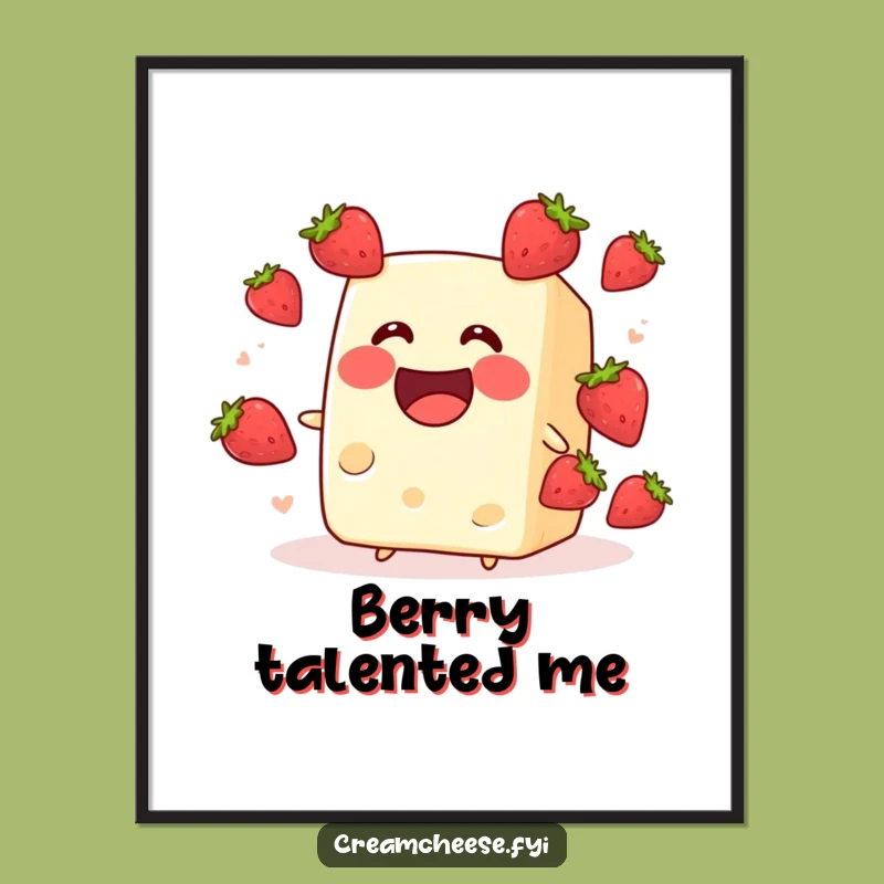 Funny Cream Cheese Strawberry Poster: Adorn Your Walls with this Hilarious Fruit Art