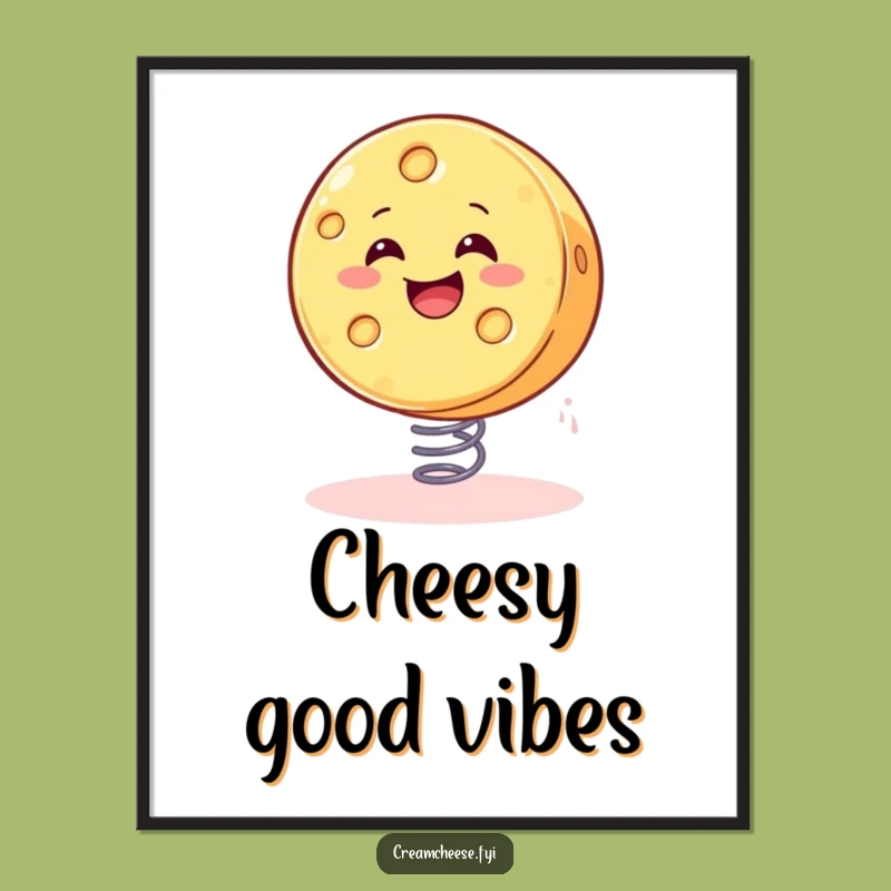 Funny Bouncing Cheese Poster: Hilarious Wall Art for Kitchens and Foodie Spaces