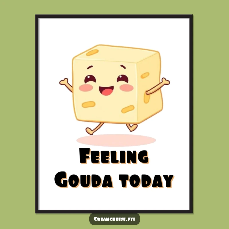 Funny Cream Cheese Skipping Joy Poster - Whimsical Art Print Funny Gift