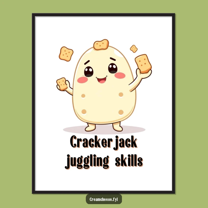 Funny Cream Cheese Juggler Poster: Whimsical Wall Art for a Cheesy Touch