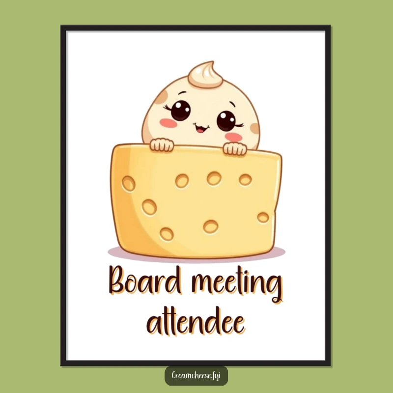 Funny Cream Cheese Poster: Curious Character Art, Quirky Wall Decor, Humorous Gift