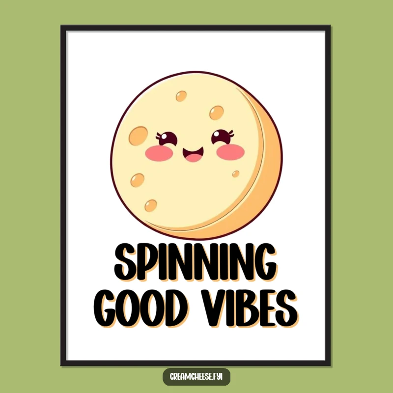 Funny Cream Cheese Poster: Spinning Joy, Charming Funny Foodie Gift Decor!