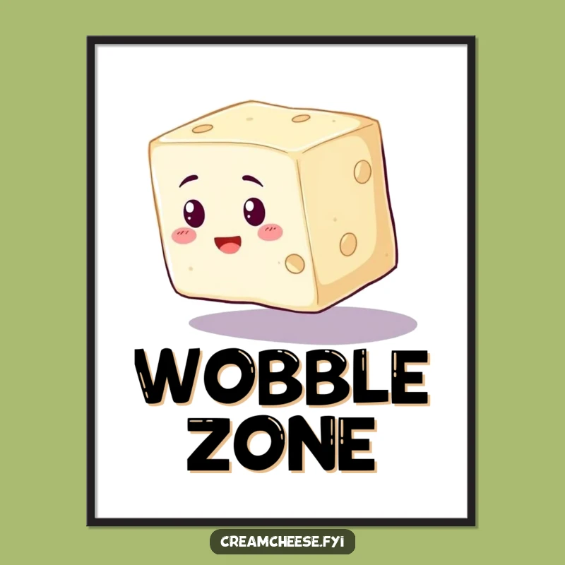 Funny Cream Cheese Poster - Wobbly Art for Kitchen Decor