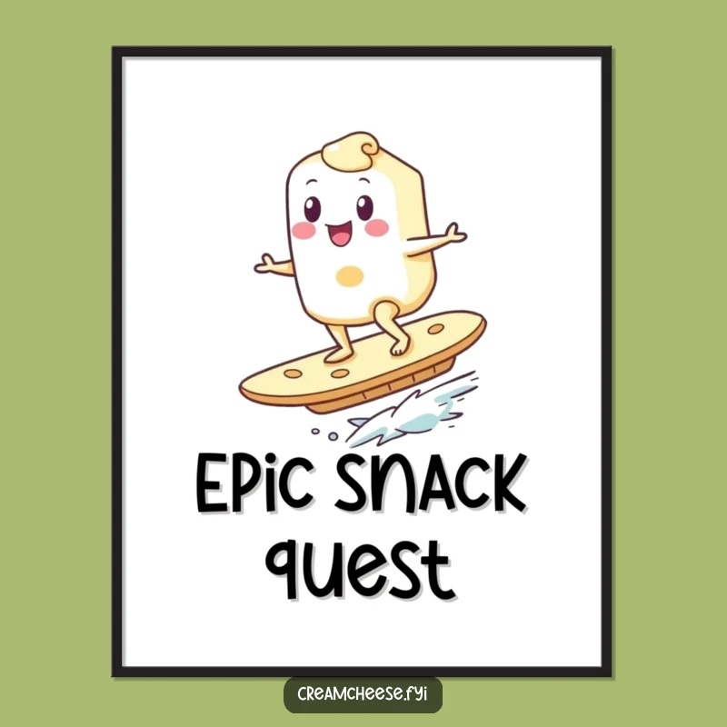Funny Cream Cheese Surfer Poster: Hilarious Wall Art for Foodie Spaces