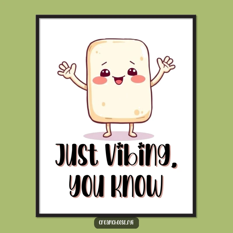 Funny Dancing Cream Cheese Bag Poster: Whimsical Cartoon Wall Art