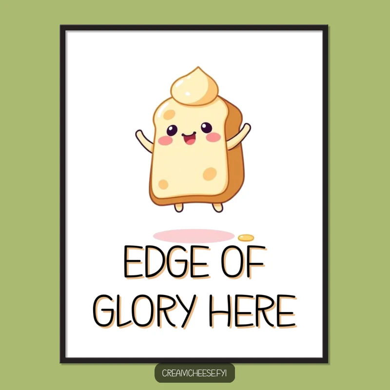 Funny Giddy Cream Cheese Toast Poster: Bouncing Art for Humorous Walls