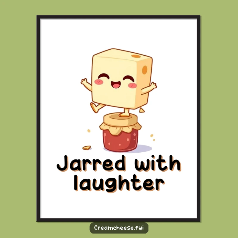 Funny Cream Cheese Jam Leap Poster: Giggling Art Print Funny Gift