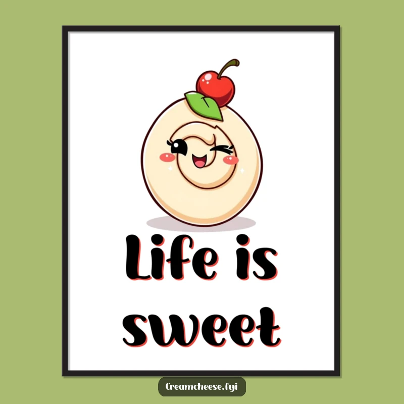 Funny Cream Cheese Wink Poster - Whimsical Swirl Art Funny Gift