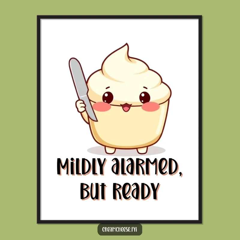 Funny Surprised Cream Cheese Poster: Quirky Breakfast Art for Kitchen Walls