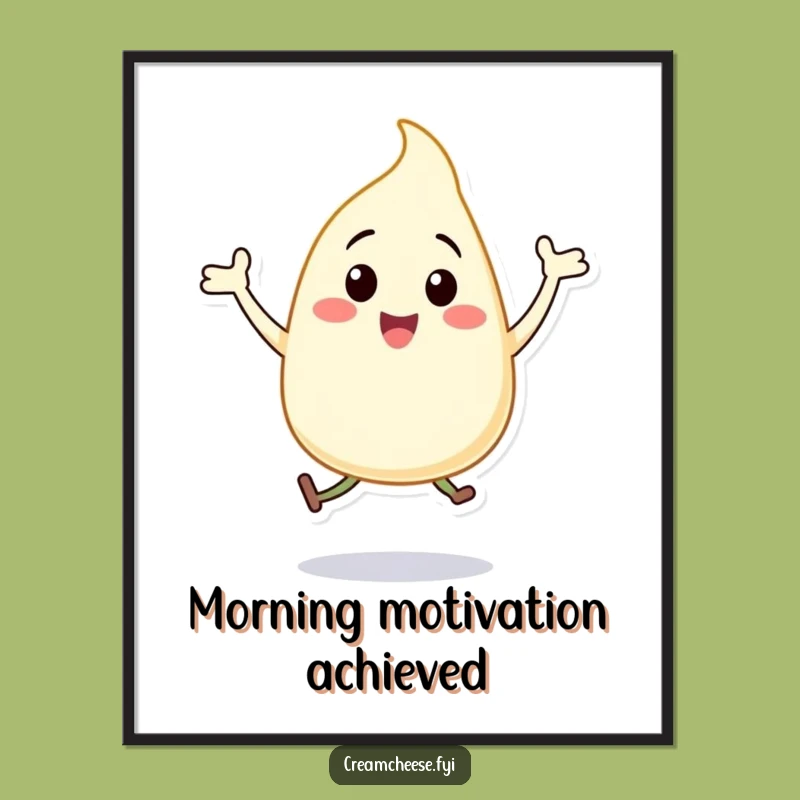 Funny Cream Cheese Dollop Poster Happy Jumping Jacks Character Art