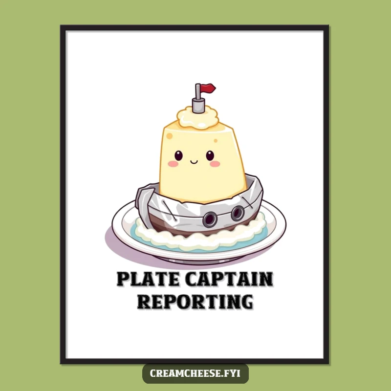 Funny Cream Cheese Tugboat Poster: Sailboat Art for Humorous Walls