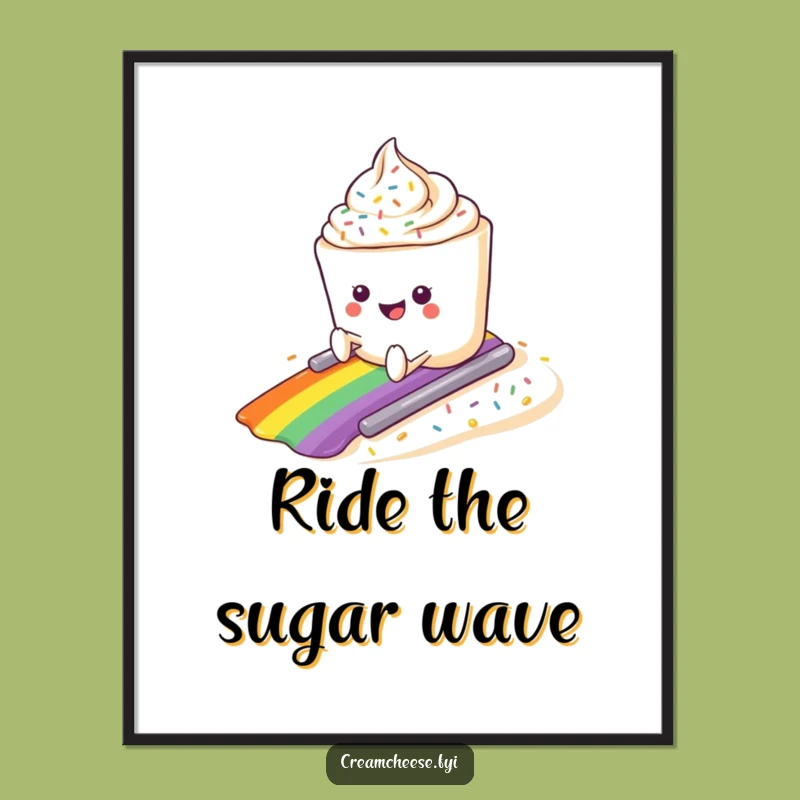 Funny Cream Cheese Sprinkle Slide Poster: Whimsical Wall Art
