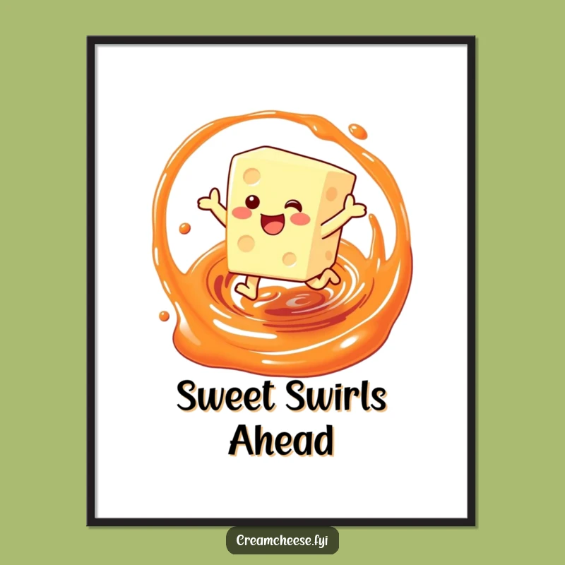 Funny Cream Cheese Jam Leap Poster: Joyful Breakfast Art Print for Kitchen Walls