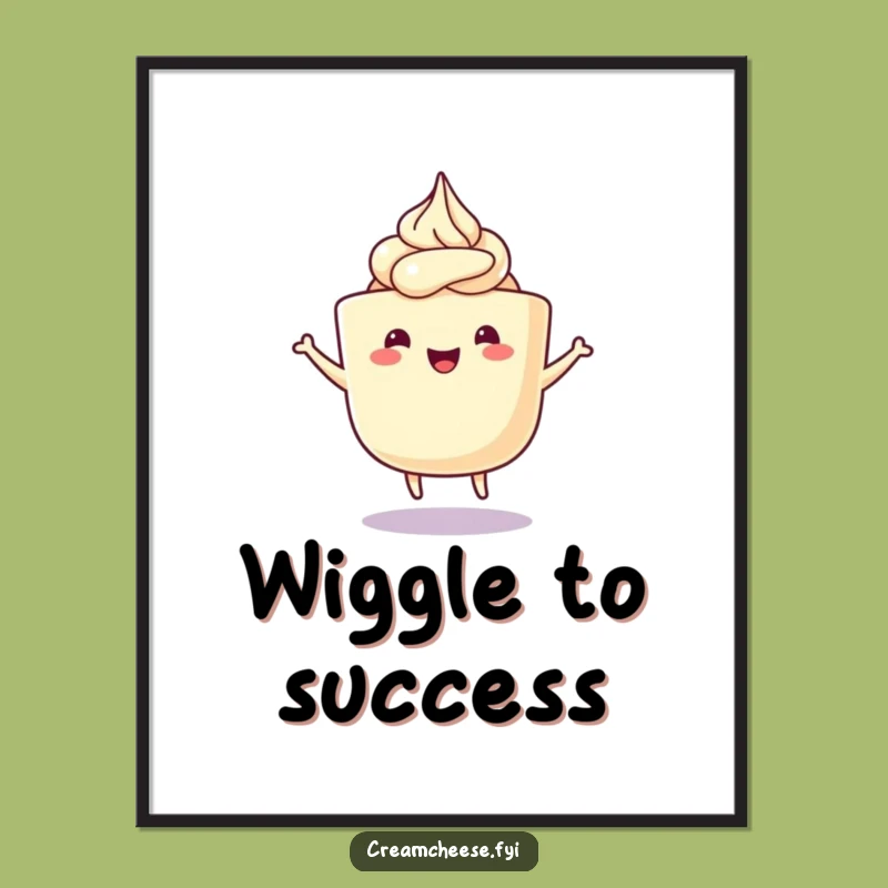Funny Cream Cheese Wiggle Dance Poster: Happy Tub Wall Art, Perfect Joyful Gift