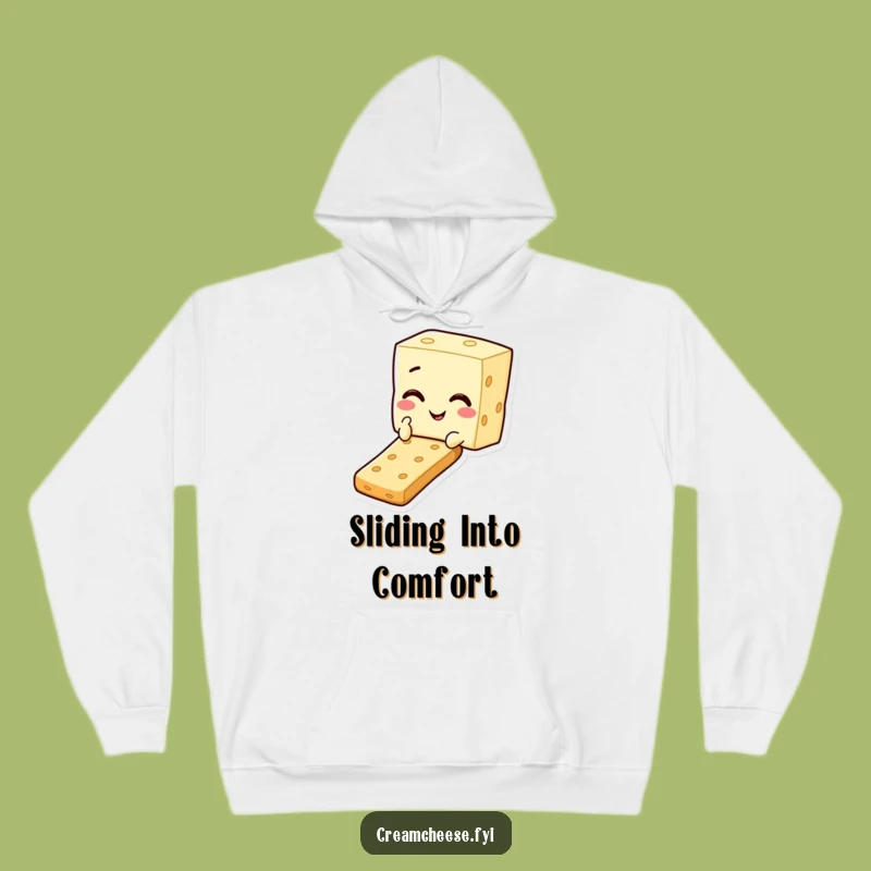 Cozy Funny Cream Cheese Cracker Slide Hoodie: Warm Snack Time Humor Gift