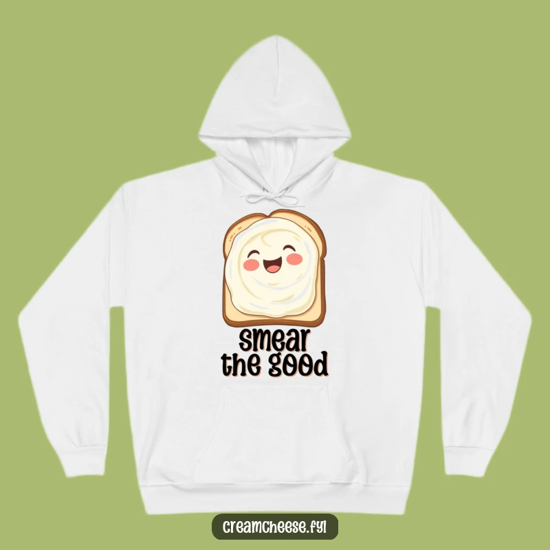 Cozy Funny Cream Cheese Smear Hoodie: Joyful Toast Spread, Warm Hilarious Gift