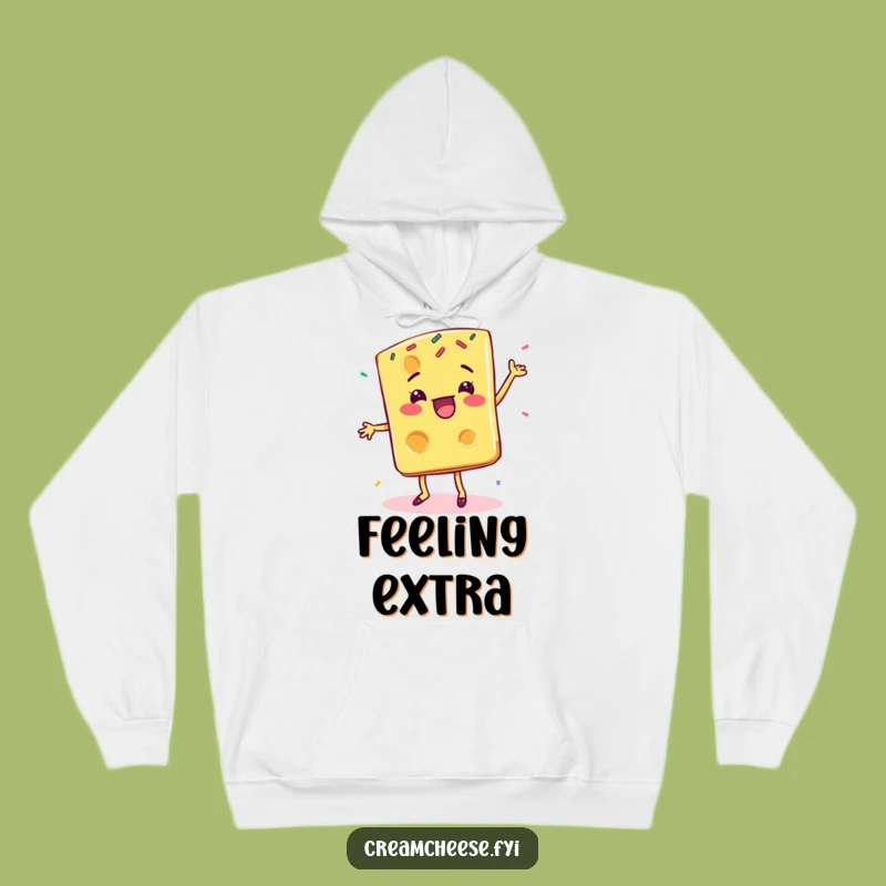 Funny Cheese Slice Hoodie: Cozy Sprinkle Dance Warmth and Cheer