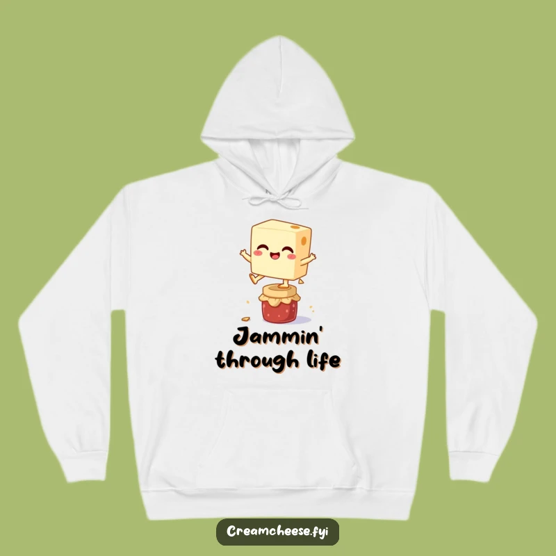 Funny Cream Cheese Jam Leap Hoodie: Giggling Block Sweatshirt Funny Gift