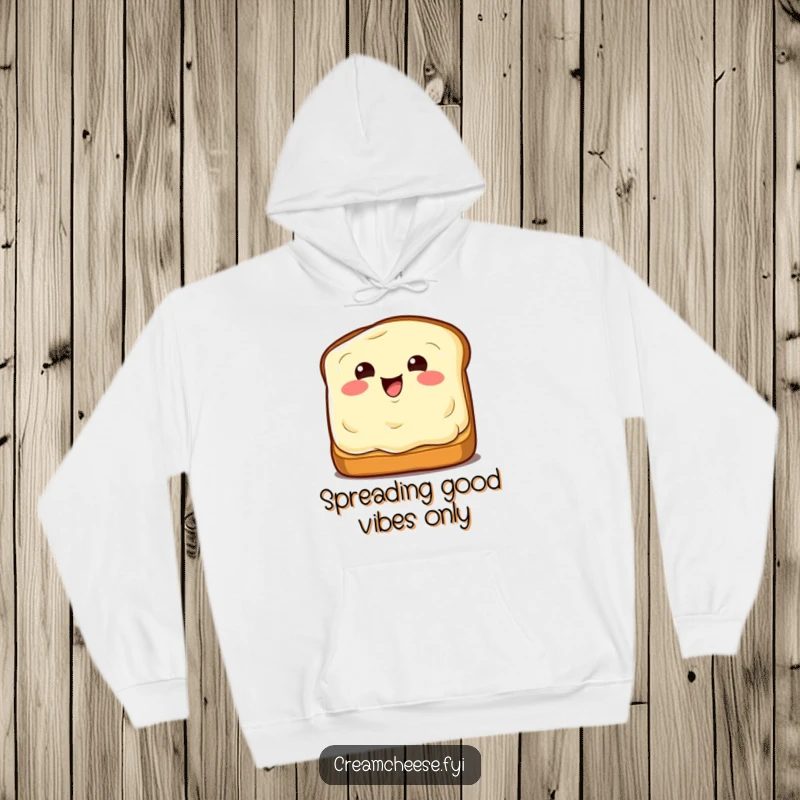 Funny Hoodie: Winking cream cheese wedge on toast, humorous and cozy breakfast apparel.