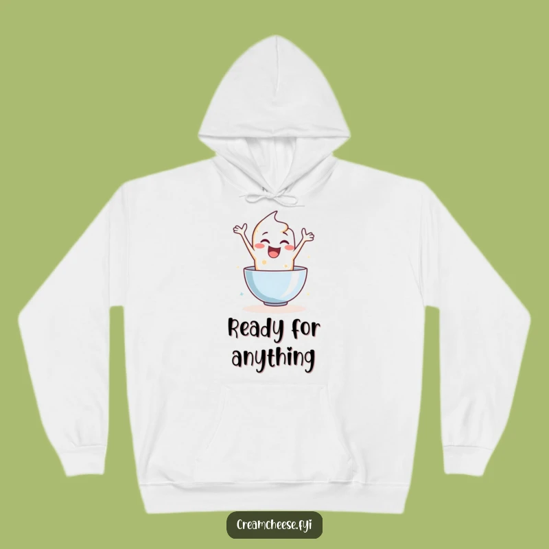 Cozy Funny Cream Cheese Leaping Hoodie: Warm Comfort for the Enthusiastic Soul