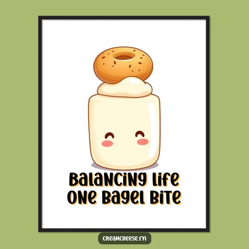 Funny Cream Cheese Bagel Art Free Printable - Quirky Downloadable Decor