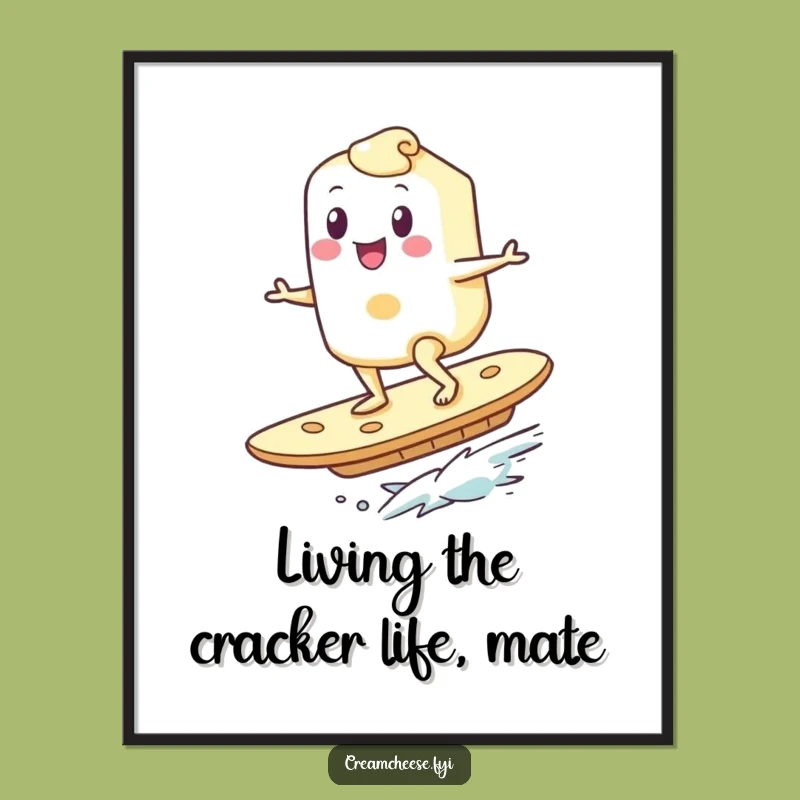 Free Printable Funny Wall Art: Cream Cheese Surfer Whimsy - Instant Download