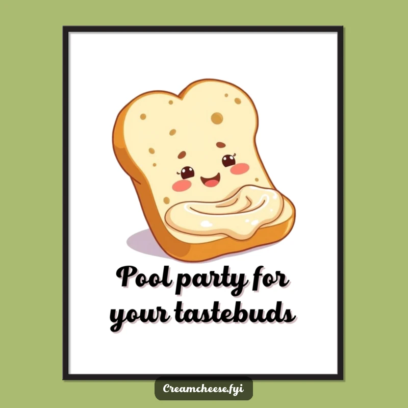 Funny Free Printable Wall Art: Baguette & Cream Cheese Dip - Cozy Downloadable Decor